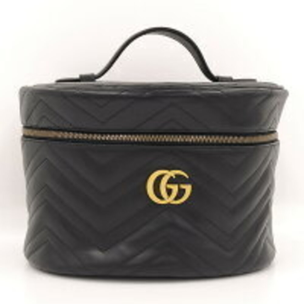 GUCCI Vanity Bag Leather Black